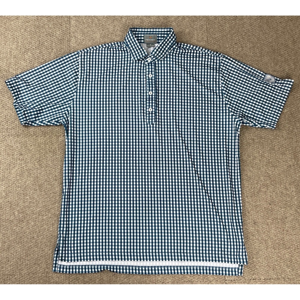 Fennec Highly Evolved Check Pattern Men Button Up Short Sleeve Polo Shirt Size M